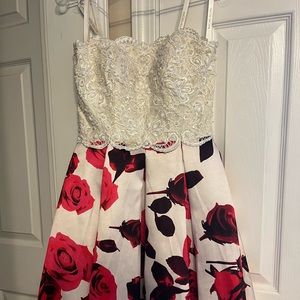 Lace and satin short, formal